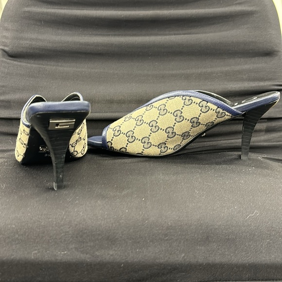 Gucci 2022 Supreme Crystal GG Monogram Heeled Mules, size 39 new without tags. - Picture 3 of 10